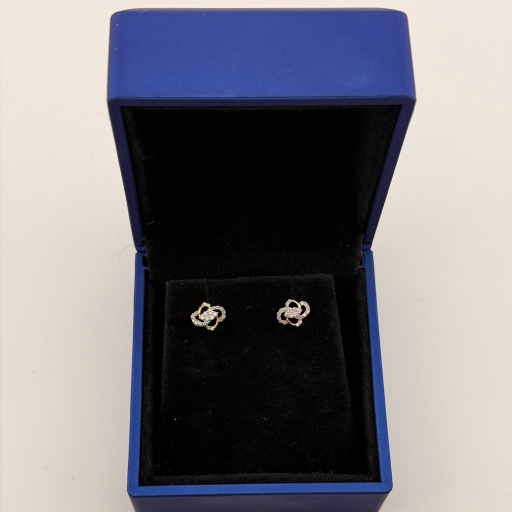 1/8 Ctw Natural Diamond Knot Stud Earrings In Yellow Gold Over Sterling Silver